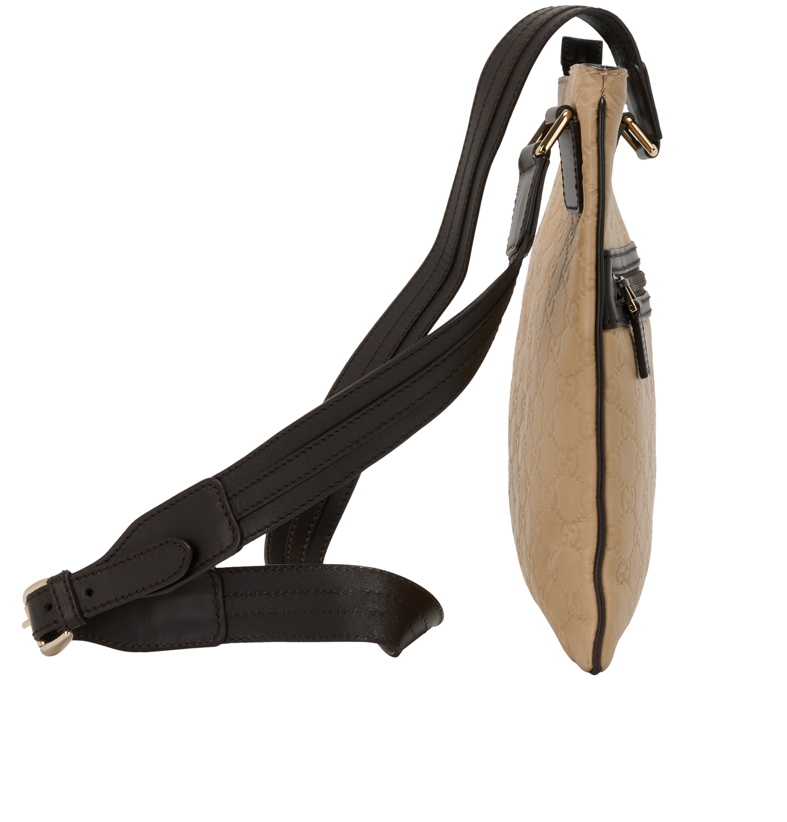 Guccissima Flat Messenger, &pound;250, Handbags, Beige, Leather, Side view